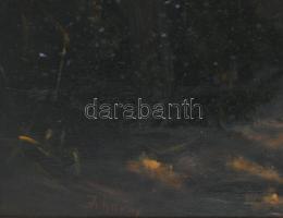 Juharos jelzéssel (Juharos László?): Táj. Olaj, farost. Dekoratív, kissé sérült fakeretben, 64,5×80 ...