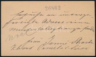 1898 5kr díjjegyes levelezőlap / PS-card "ZBORÓ / SÁROS VM." - Luzern