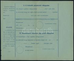 1874 10kr Postautánvételi jegy, használatlan / 10kr PS-money order, unused