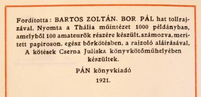 Rilke, Rainer Maria: Mesék a Jó Istenről (Bp., 1921. Pán.) 200+(1)p.+6t. Számozott (22./100), Bor Pá...
