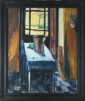 V. Bazsonyi Arany (1928-2011): Tejeskannás csendélet, 1963. Tempera, farost, jelzett. Hátoldalán aut...