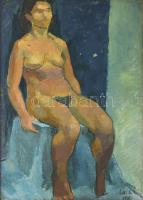 Láta László (1938-): Női akt. Olaj, karton, jelzett. Dekoratív fakeretben, 72x51 cm