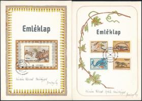 1978 Bélyegnap pannóniai mozaikok 2 klf emléklap a tervező Zombory Éva aláírásával / souvenir cards,...