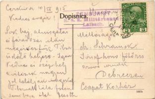 1915 Cerknica, street view, church + "ZENSURIRT K.u.K. Militärzensur Laibach"