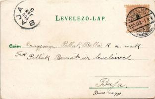 1900 Tennis and bicycle art postcard. litho (felületi sérülés / surface damage)