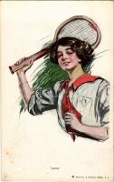Love. Lady with tennis racket. Reinthal &amp; Newman No. 128