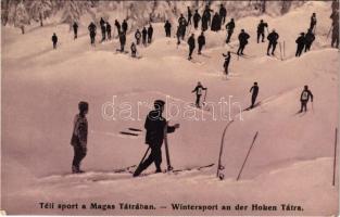 1912 Tátra, Magas-Tátra, Vysoké Tatry; Téli élet a Magas Tátrában, síelők / Wintersport in der hohen...