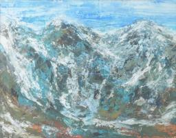 Olvashatatlan jelzéssel: Hegyvidéki táj. Olaj, papír. Dekoratív, üvegezett fakeretben, 28,5x38 cm