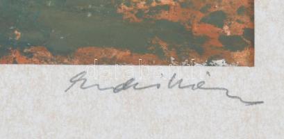 Olvashatatlan jelzéssel: Hegyvidéki táj. Olaj, papír. Dekoratív, üvegezett fakeretben, 28,5x38 cm