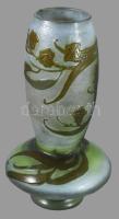 cca 1904-1906 Emile Gallé jugendstil "Eukaliptusz" váza. Jelzett, minimális kopással, m: 2...