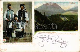 Tátra, Magas-Tátra, Vysoké Tatry; Paraszt népviselet a Tátrában, Ferenc József csúcs Tátraszéplakról...