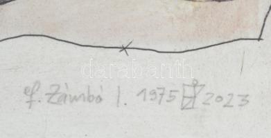 ef.Zámbó (efZámbó) István (1950-): Lap a vízműnaplóból, 1975-2023. Egyedi beavatkozású print (Ebp), ...