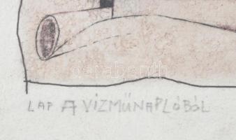 ef.Zámbó (efZámbó) István (1950-): Lap a vízműnaplóból, 1975-2023. Egyedi beavatkozású print (Ebp), ...
