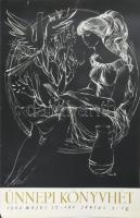 Kass János (1927-2010): Ünnepi könyvhét, 1962, plakát, papír, jelzett a plakáton, Bp., Offset-ny., l...