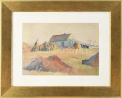 Balla B jelzéssel: Tanya. Akvarell, papír. Üvegezett fakeretben. 18x26 cm