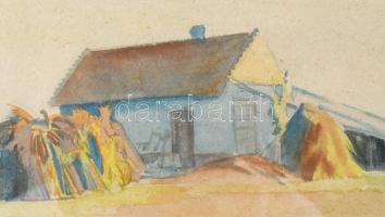 Balla B jelzéssel: Tanya. Akvarell, papír. Üvegezett fakeretben. 18x26 cm