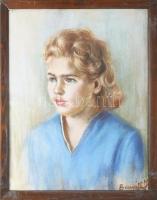 Bernáth József (XX. sz. második fele): Leánya portréja. Pasztell, papír. Fakeretben. 52,5x34 cm