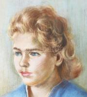 Bernáth József (XX. sz. második fele): Leánya portréja. Pasztell, papír. Fakeretben. 52,5x34 cm