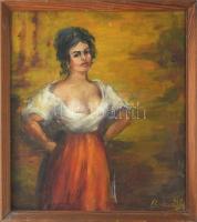 Bernáth József (XX. sz. második fele): Női portré. Olaj, vászon. Sérült. Fakeretben. 40x35 cm