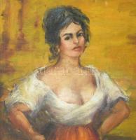Bernáth József (XX. sz. második fele): Női portré. Olaj, vászon. Sérült. Fakeretben. 40x35 cm