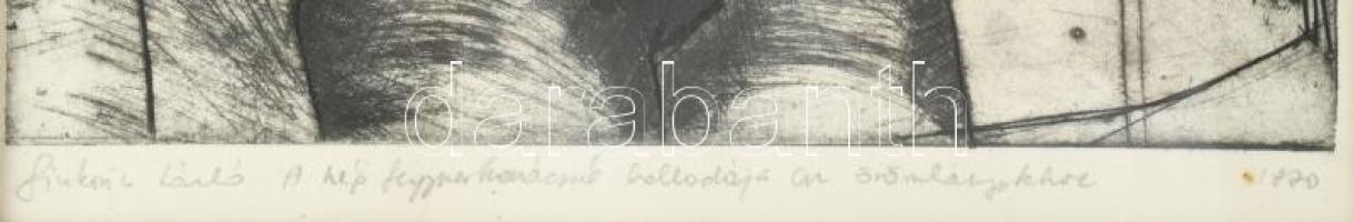 Sinkovics László (1944-): A szép fegyverkovácsné balladája az örömlányokhoz (1970?). Rézkarc, papír....