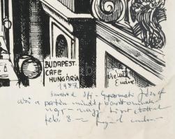 Németh Endre (-): Café Hungaria, Budapest, 1987. Nyomat, papír, jelzett a nyomaton, Németh Endre aut...