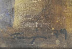 Olvashatatlan jelzéssel: Színes alakok. Olaj, karton, üvegezett fakeretben, 59x41,5 cm