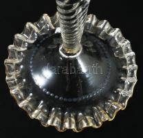 cca 1880 Velencei üveg pohár, zománcfestett klasszikus aranykontúrozott olasz mintákkal díszített, j...