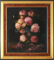 Mund Ágoston jelzéssel: Virágok. Olaj, karton. Felületi sérülésekkel. Dekoratív keretben. 35,5x32,5 ...