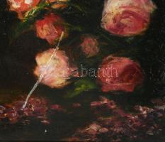 Mund Ágoston jelzéssel: Virágok. Olaj, karton. Felületi sérülésekkel. Dekoratív keretben. 35,5x32,5 ...