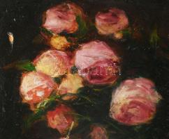 Mund Ágoston jelzéssel: Virágok. Olaj, karton. Felületi sérülésekkel. Dekoratív keretben. 35,5x32,5 ...