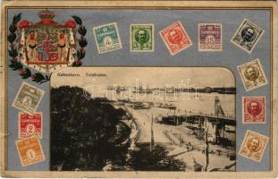 1912 Copenhagen, Kobenhavn; Toldboden / port, Art Nouveau frame with stamps (EM)