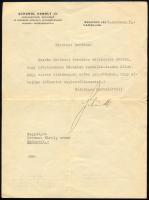 1937 Bp., Dr. Schandl Károly országgyűlési képviselő gépelt levele aláírásával