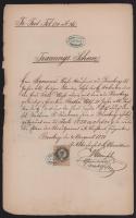 1881 Pozsony, német nyelvű házasságkötési anyakönyvi kivonat 50 kr okmánybélyeggel