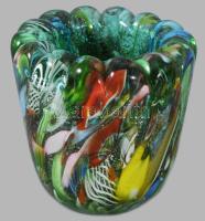 cca 1950 Murano 3 darab "Tutti Frutti" dísztárgy. Terv.: Dino Martens. Áttetsző üveganyagb...