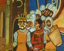 Jelzés nélkül, XX. sz. vége/XXI. sz. eleje: Jelenet. Olaj, fa. Fakeretben. 29×31 cm