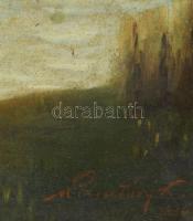 Olvashatatlan (Keresztúry K?) jelzéssel: Hölgy a vízparton. Olaj, vászon. Javított. Dekoratív fakere...