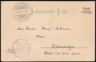 1906 TCV képeslap Német Délnyugat-Afrikába / Airmail cover "SZABADKA" - "OKAHANDJA / ...