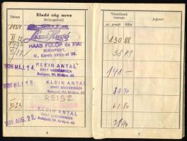 1934 ABC vásárlási könyvecske dr. Liszkay Jenő bíró részére