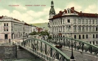 Kolozsvár Franz Joseph street with Synagogue (fa)