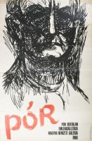 1966 Pór Bertalan Emlékkiállítása, Magyar Nemzeti Galéria, plakát, papír, Egyetemi Nyomda mélynyomás...