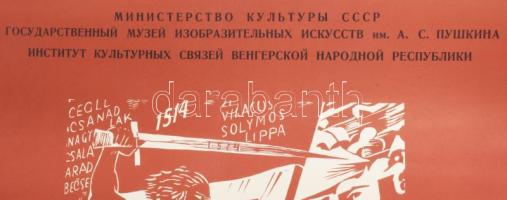 cca 1955-60 Magyar forradalmi művészet, Puskin Múzeum, Moszkva, szovjet kiállítási plakát Derkovits ...
