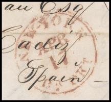 1860 Küldemény New Yorkból Spanyolországba küldve, londoni átmenő bélyegzéssel (5c British Open Mail...