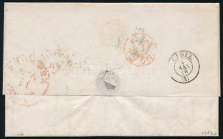 1860 Küldemény New Yorkból Spanyolországba küldve, londoni átmenő bélyegzéssel (5c British Open Mail...