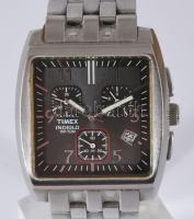 Timex Indiglo WR 50m férfi karóra, kvarc, fém szíjjal, segédkörökkel, napkijelzéssel, kis karcokkal,...