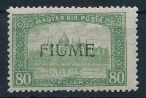 Fiume 1918 Parlament 80f H.IV. felülnyomással (32.000) / Mi 20 H.IV. overprint
Signed: Bodor