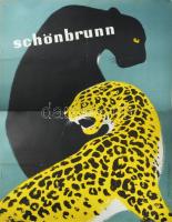 Philippe Schwarz (-): Schönbrunn, bécsi állatkerti plakát nagymacskákkal, 1956 körül, plakát, papír,...