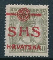 SHS 1918 Zita 40f eltérő, Károly típusú piros felülnyomással / Mi 87 with different red overprint
S...