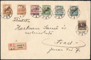 Arad 1919 Ajánlott helyi levél 7 db megszállási bélyeggel, Bodor tanúsítvánnyal / Registered local c...