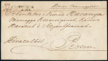 ~1840 Hivatalos levél "PRESSBURG" - "Fünfkirchen"